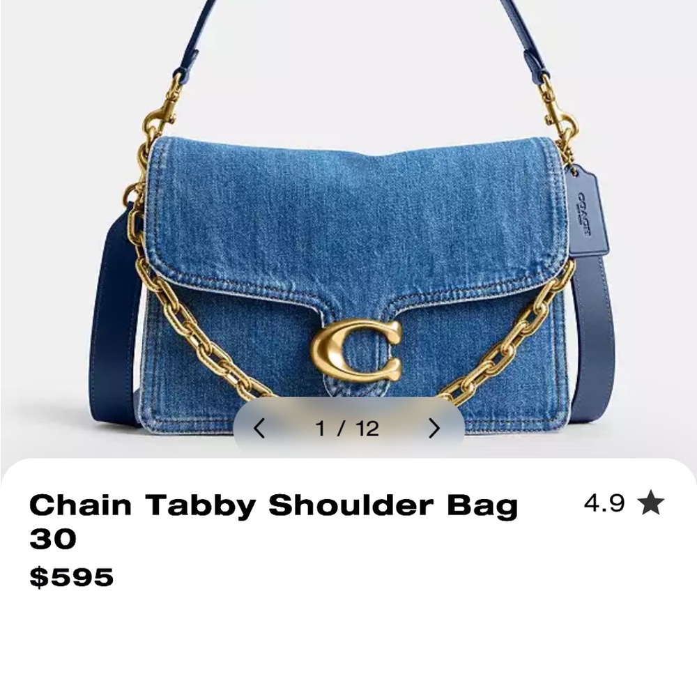 Coach Blue Denim Chain Tabby Shoulder Bag